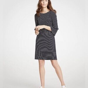 NWT Ann Taylor Factory Black and White Stripe Ponte Dress, Size XL